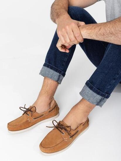 Chaussures bateau PHENIS Havane - Cuir, semelle caoutchouc.