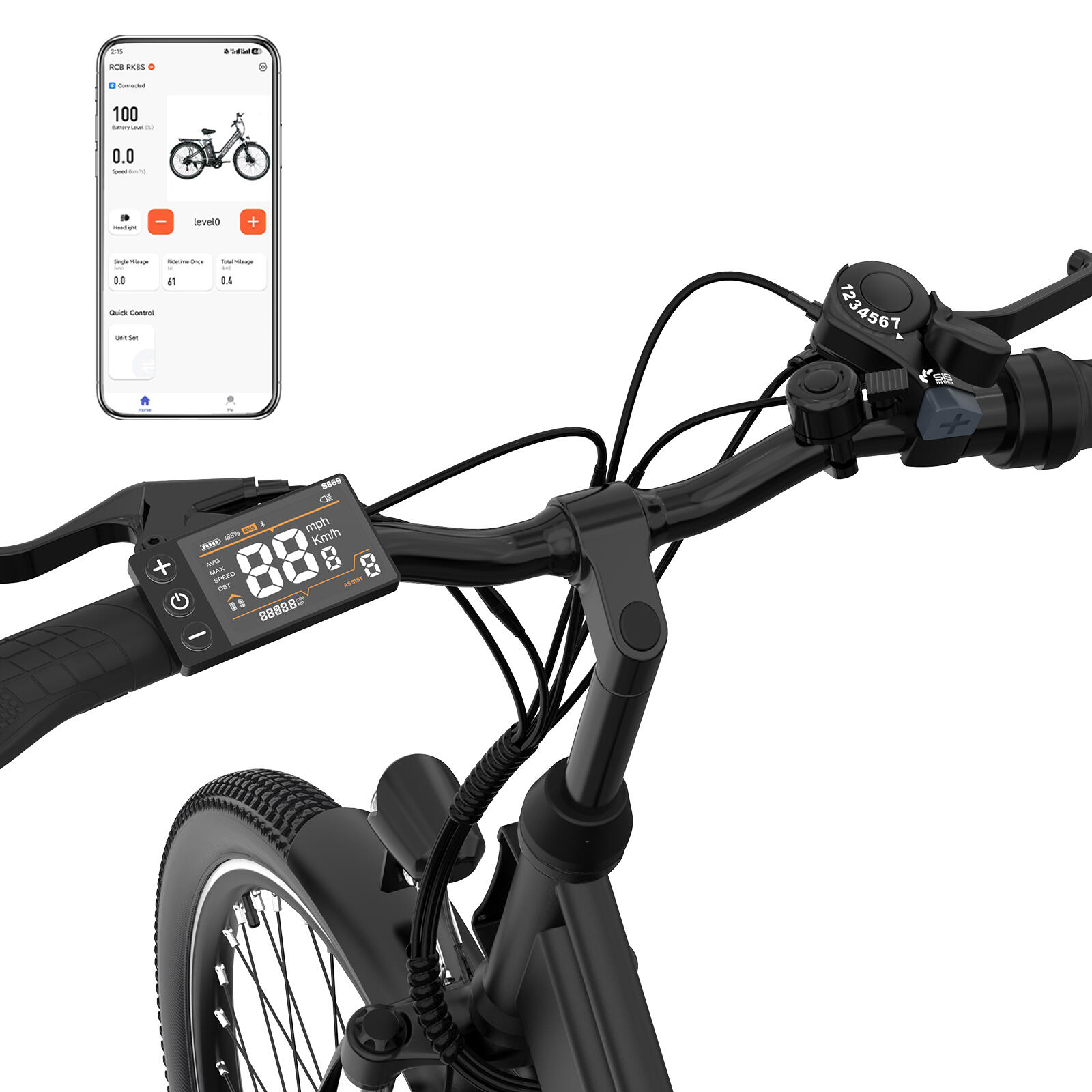 Electric City Bikes RK8S, E-bikes 26",APP,36V 10.4Ah 4/7
