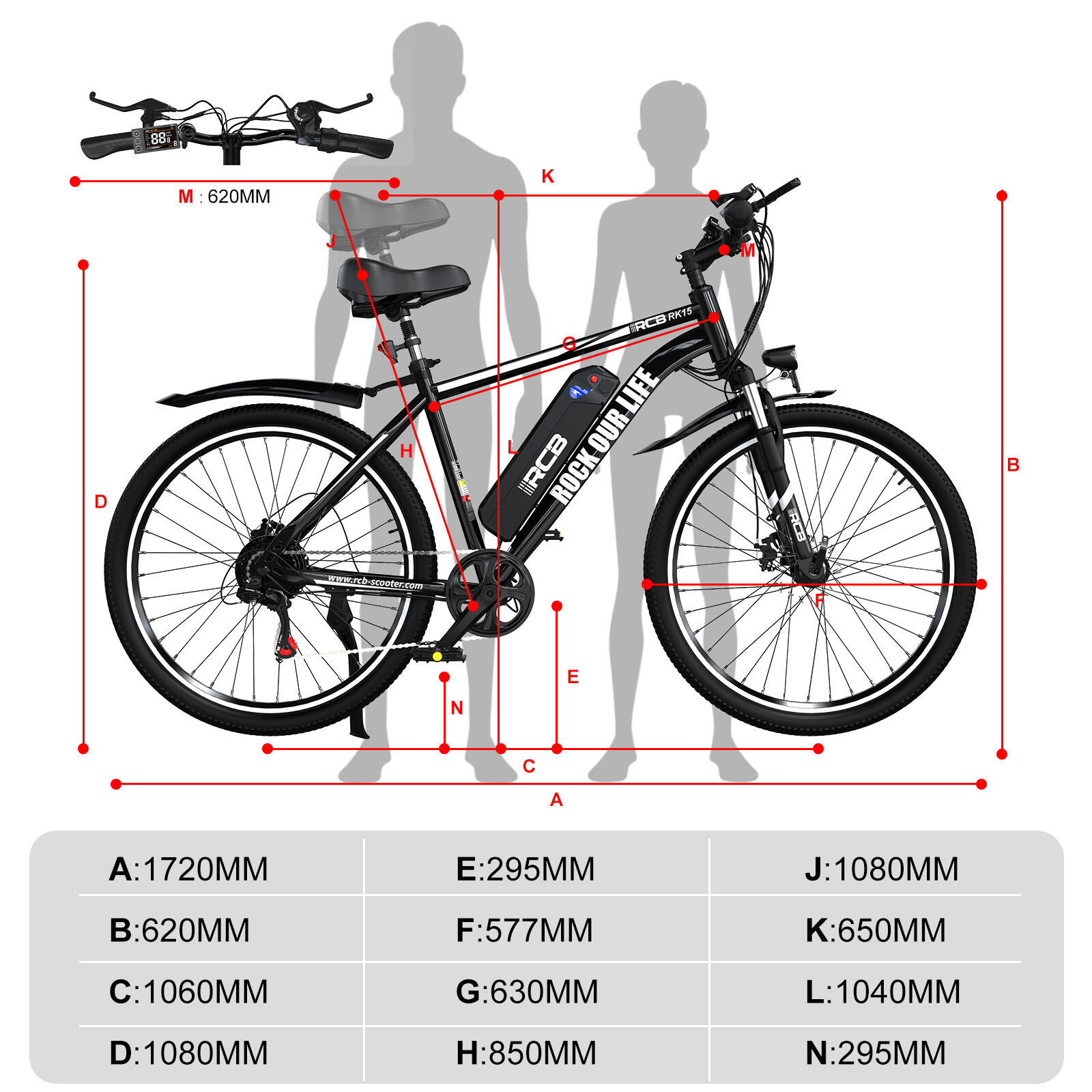 Electric City Bikes RK15, E-bikes 26",30-50 km,36V 10.4Ah 5/8