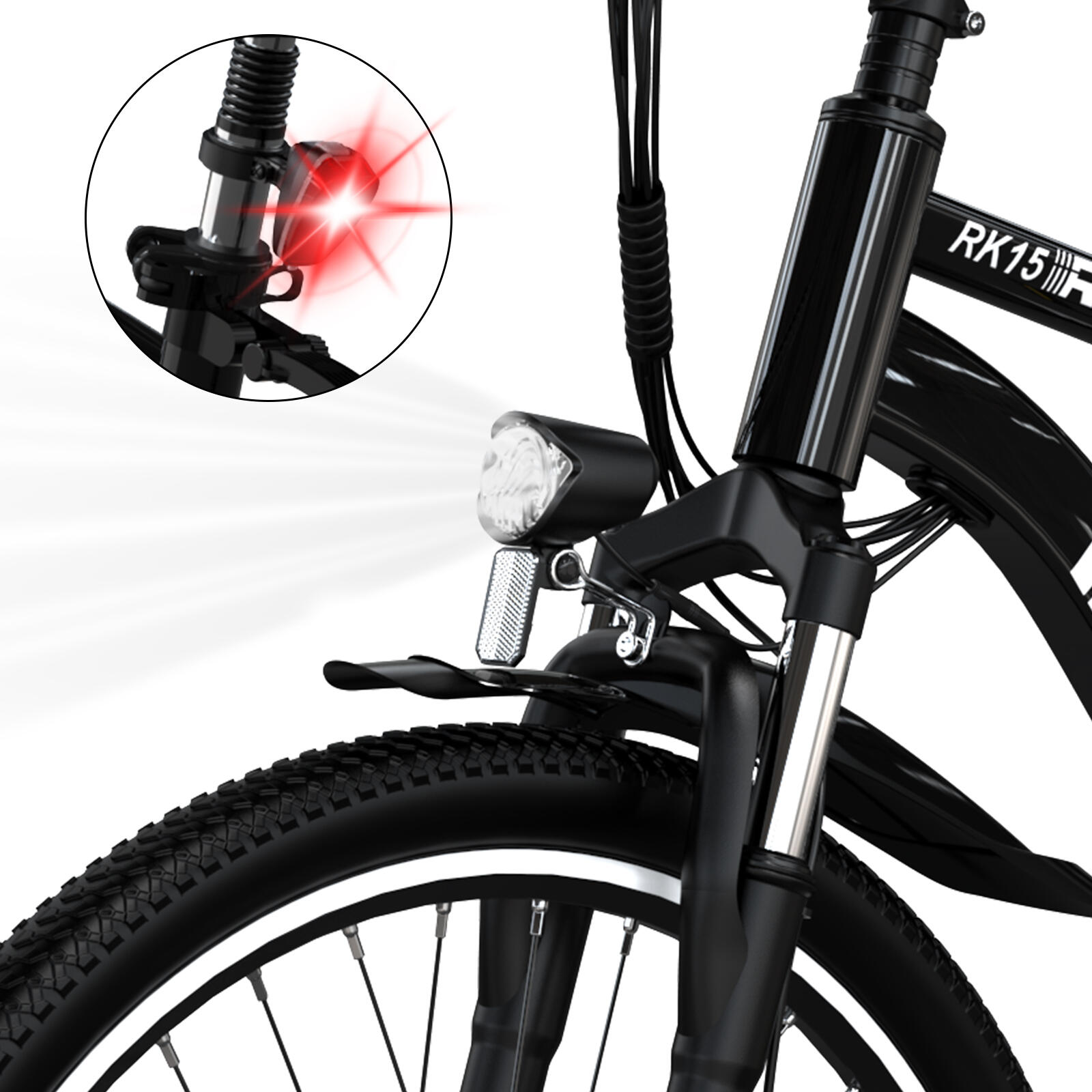 Electric City Bikes RK15, E-bikes 26",30-50 km,36V 10.4Ah 3/8
