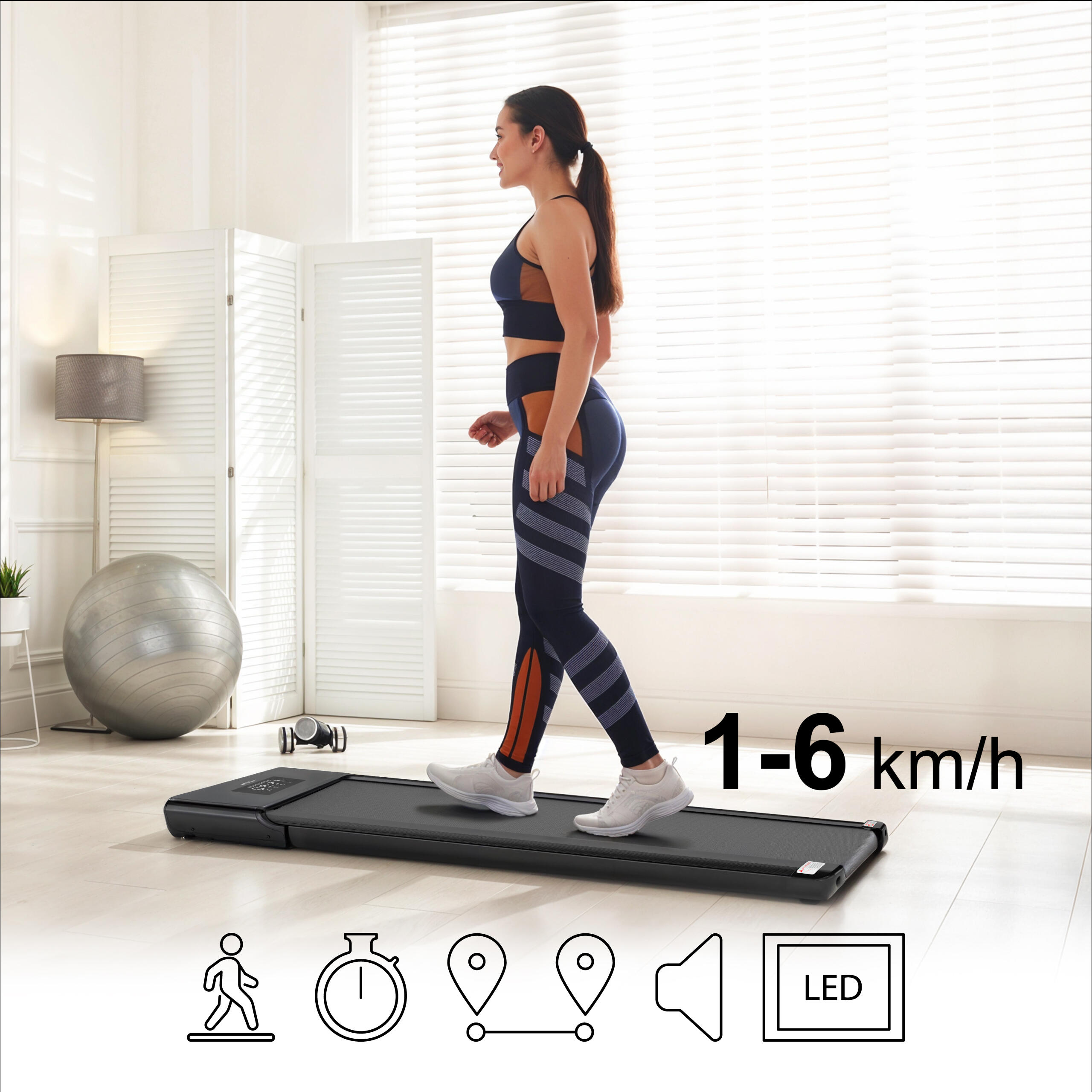 Unter-Tisch-Laufband Impala 10 Athler Geschwindigkeit 1-6 km/h, LCD-Display 3/7