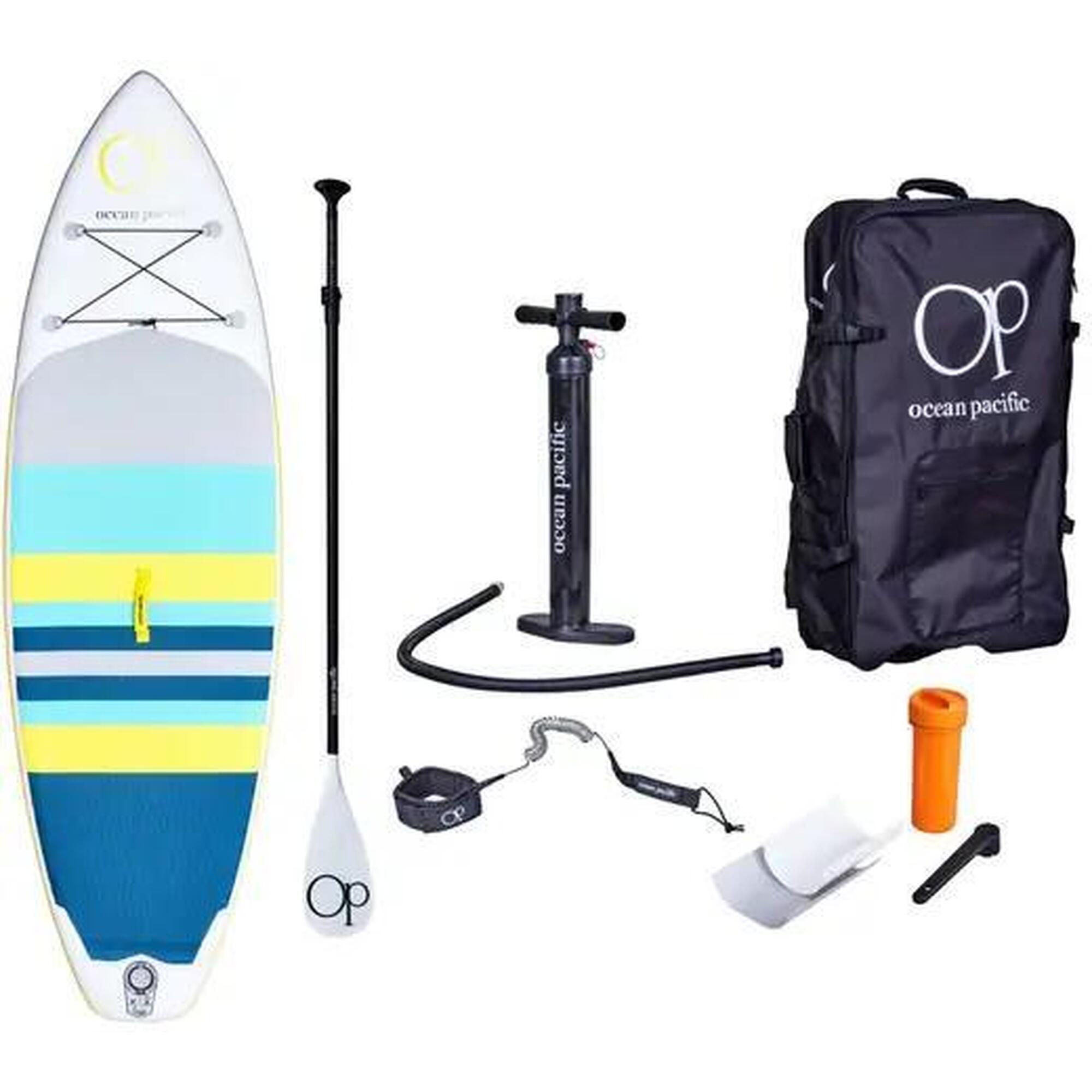 Ocean Pacific - Ocean Pacific Sunset All Round 9'6 Paddle Gonflable - Blanc/gris/jaune - Planche De Stand Up Paddle - Blanc|gris|jaune - Decathlon