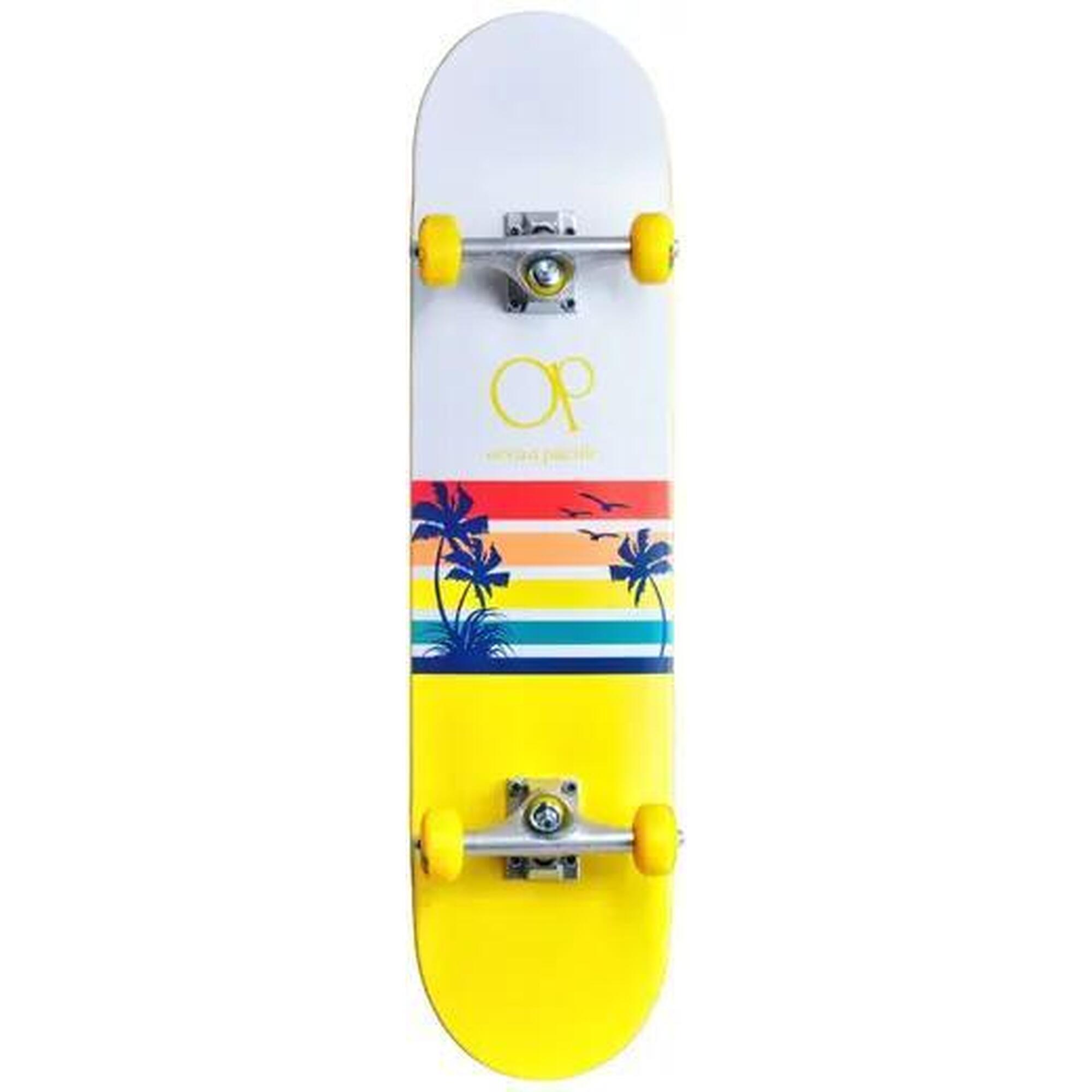 Ocean Pacific - Ocean Pacific Sunset Skateboard Complet - 7.75" - Jaune - Planche De Skate - Blanc|jaune - 7.75" - Decathlon