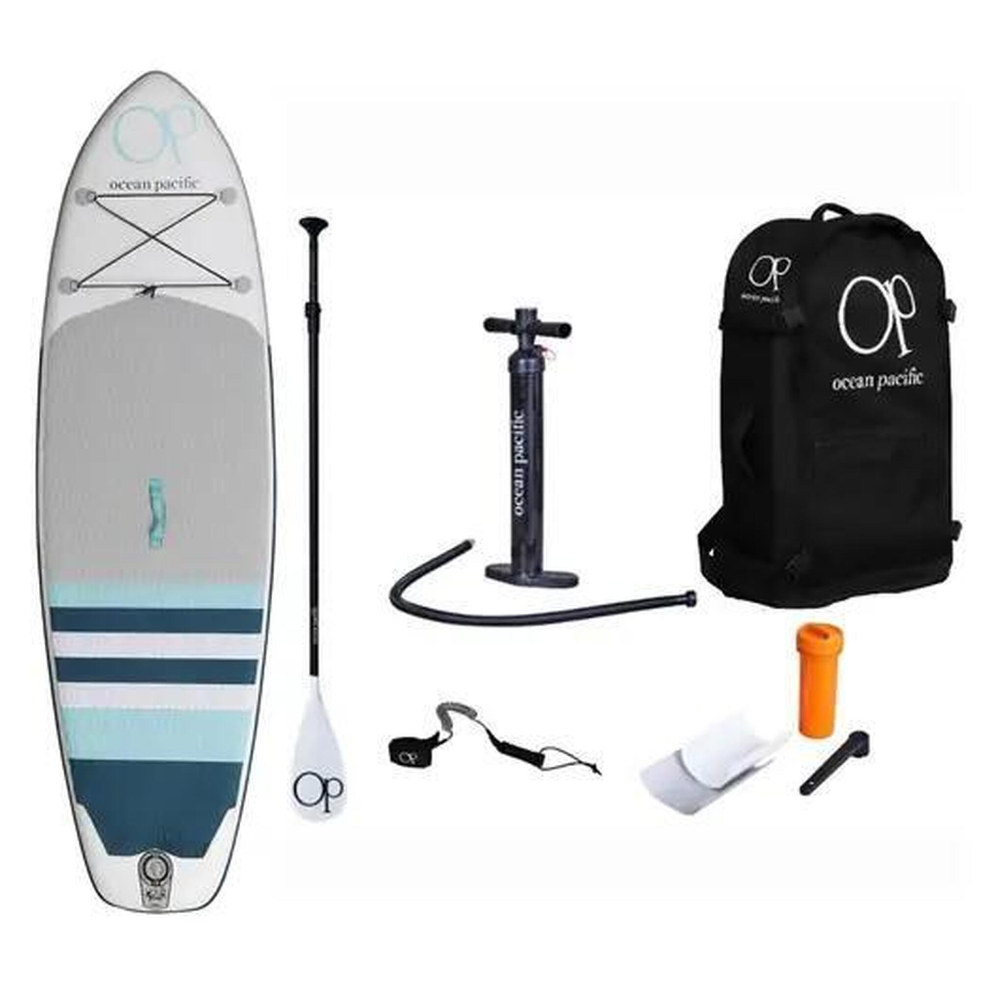 Ocean Pacific - Paddle Gonflable Ocean Pacific Venice Lite 8'6 - Blanc - Planche De Stand Up Paddle - Blanc|bleu|gris - Decathlon