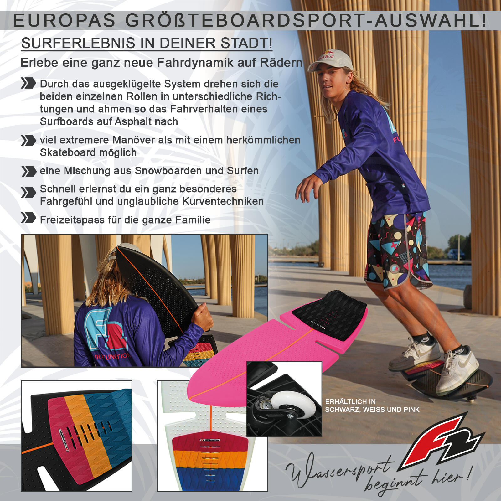 F2  Surf Waveboard Carving Board Street Surfer Skateboard  Schwarz 2025 3/5