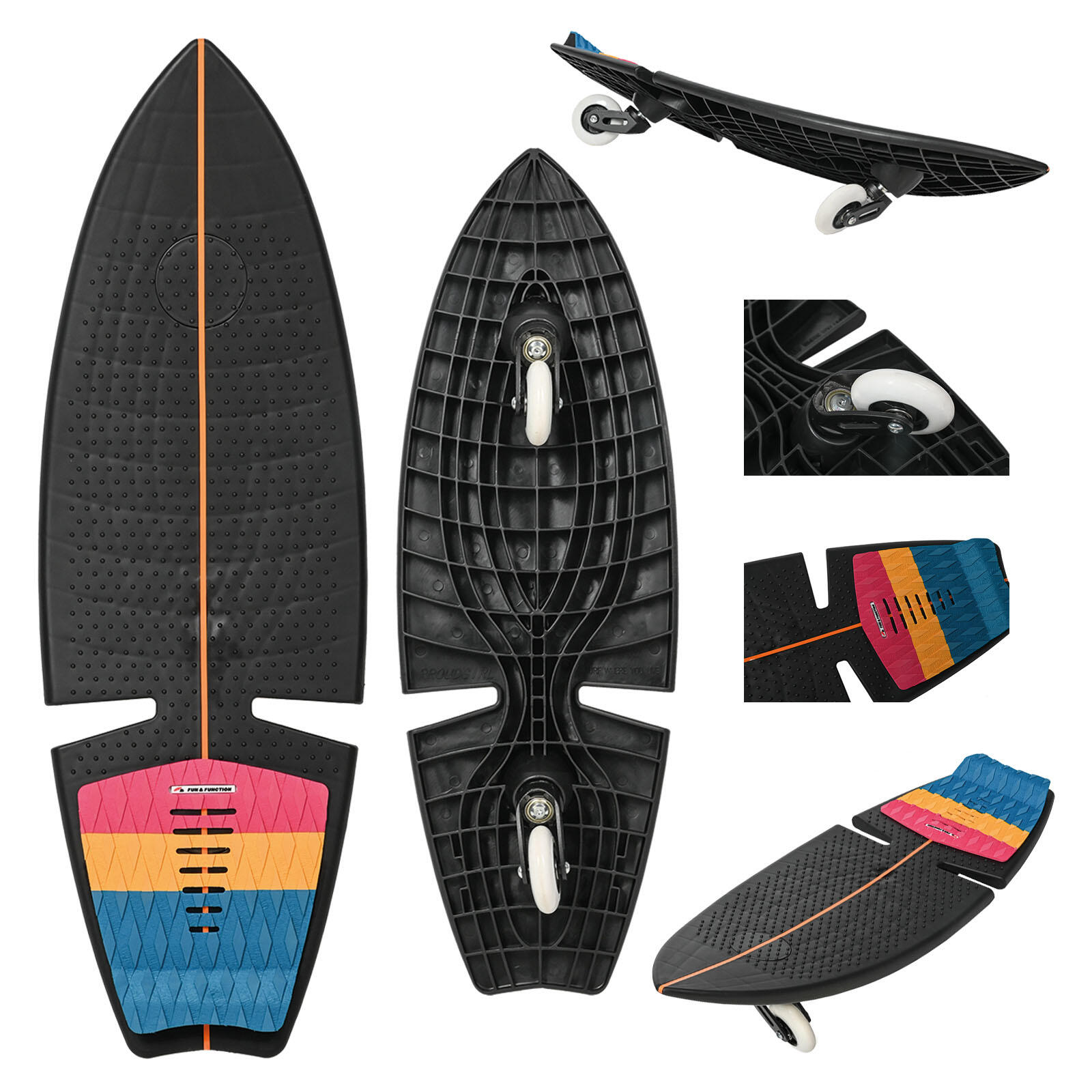 F2 F2  Surf Waveboard Carving Board Street Surfer Skateboard  Schwarz/Bunt 2025