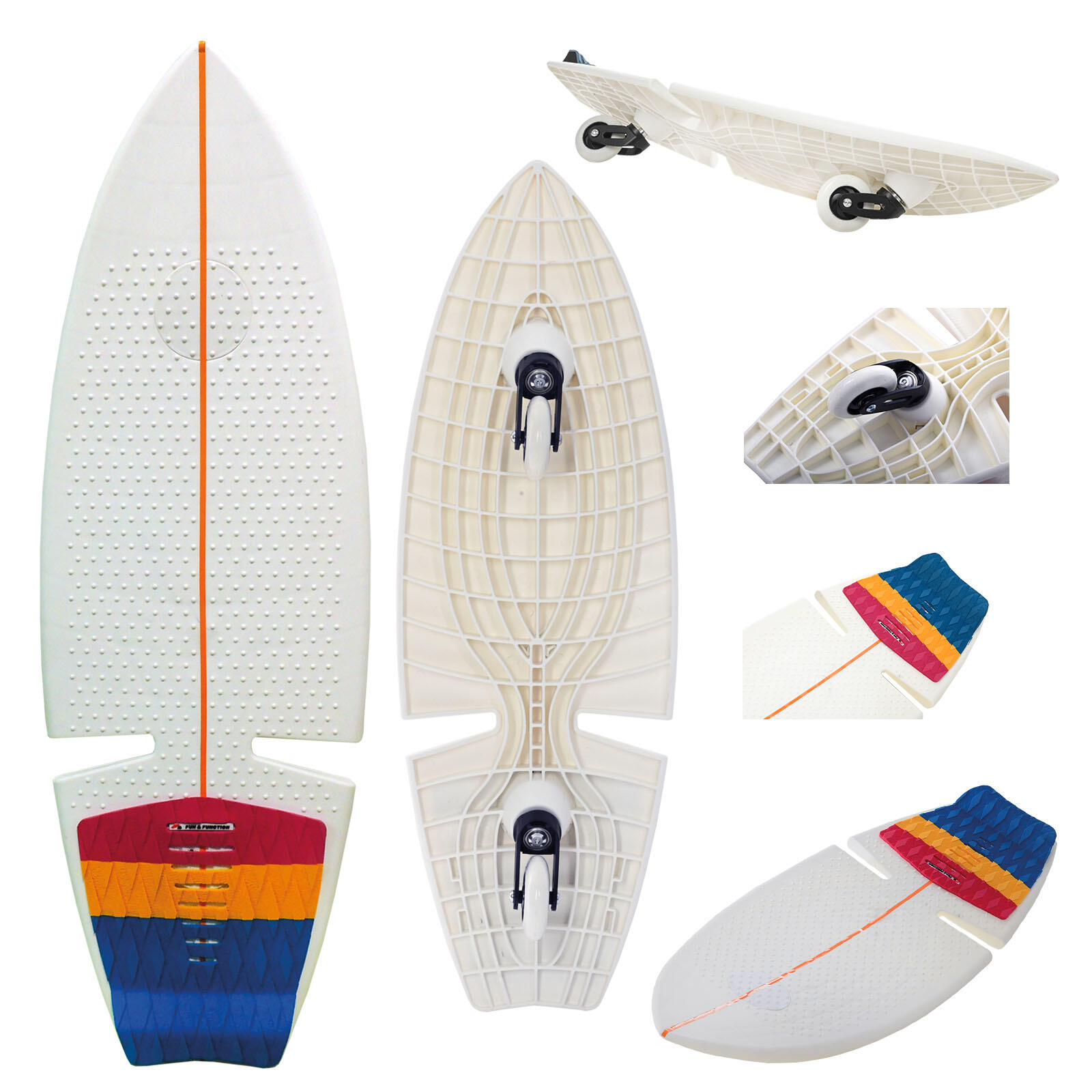 F2 F2  Surf Waveboard Carving Board Street Surfer Skateboard  Weiss/Bunt 2025