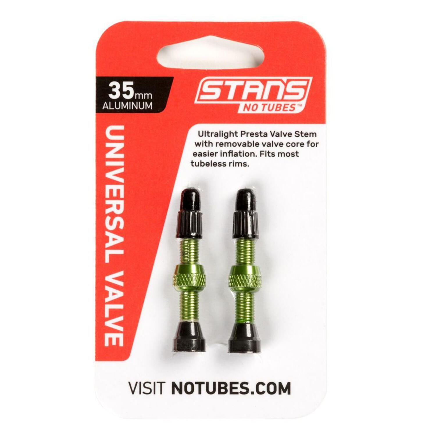 Stan's Valve Stem Aluminium (Pair) - Universal, Presta - Green - 35mm 4/7