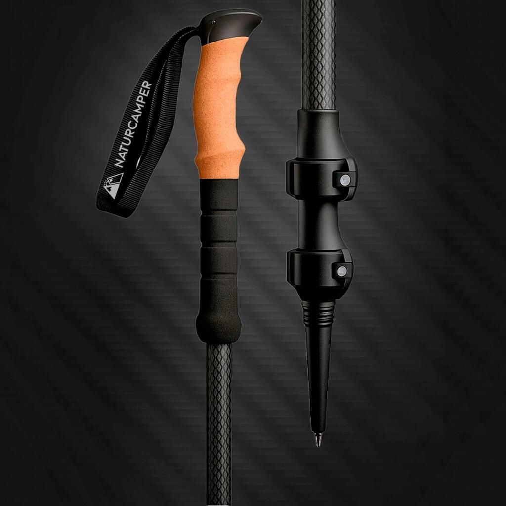 Bastoncini Trekking Carbonio Telescopici 105-135 cm 160 g Sughero Uomo Donna 4/6