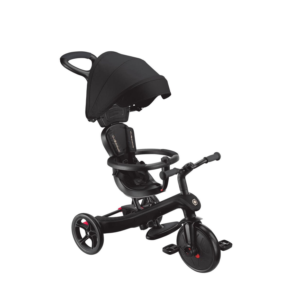 Tricycle évolutif 4-en-1 Bébé - Velo Avec Poignée Parentale Réglable, Canopée, Harnais, De 9 Mois à 5 Ans, Bleu