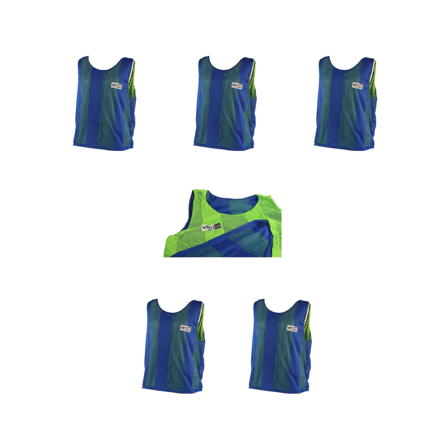 Conjunto de 5 coletes de treino reversíveis – azul / verde