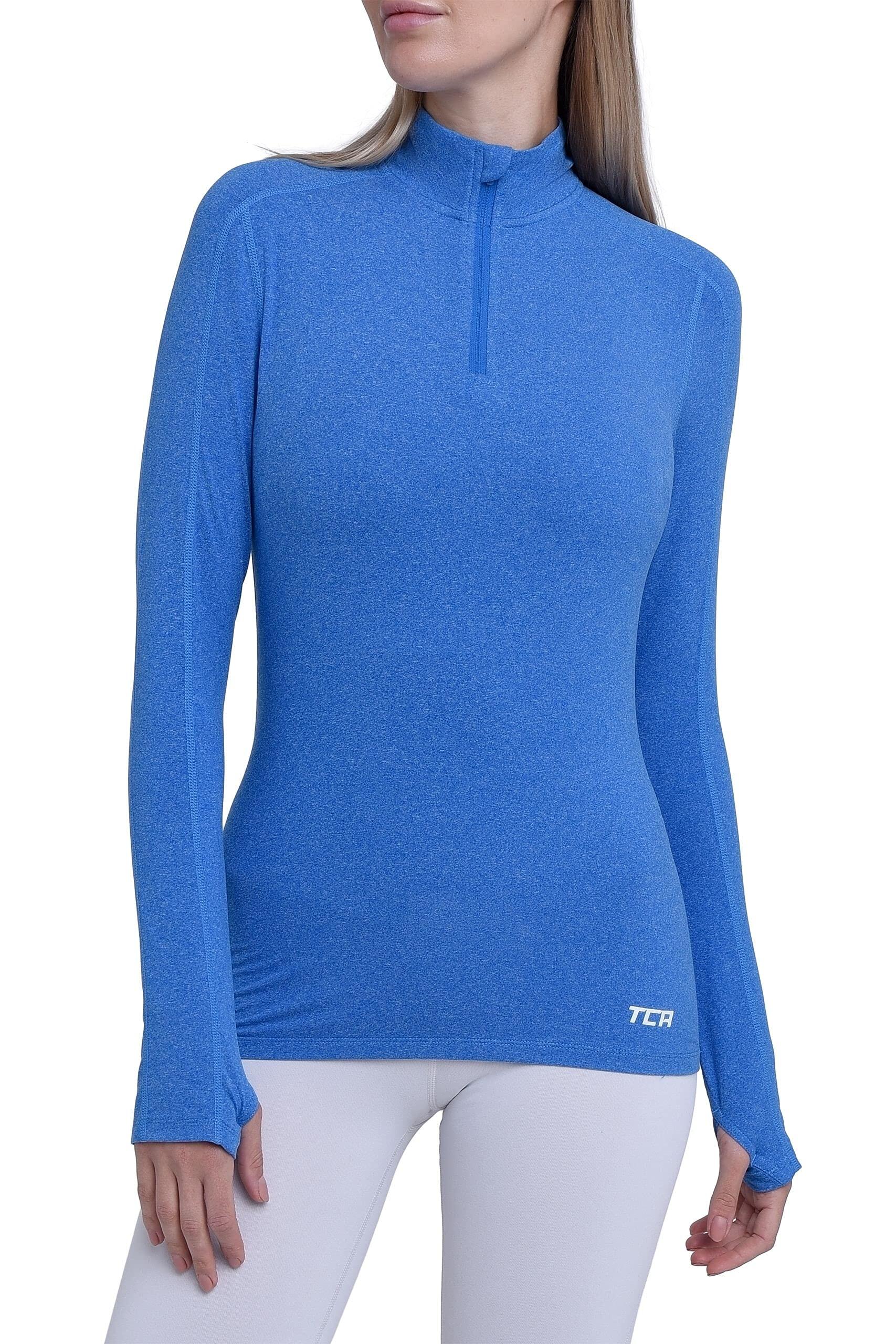 TCA Women's All Season Long Sleeve Running Top - Blue Azure Heather