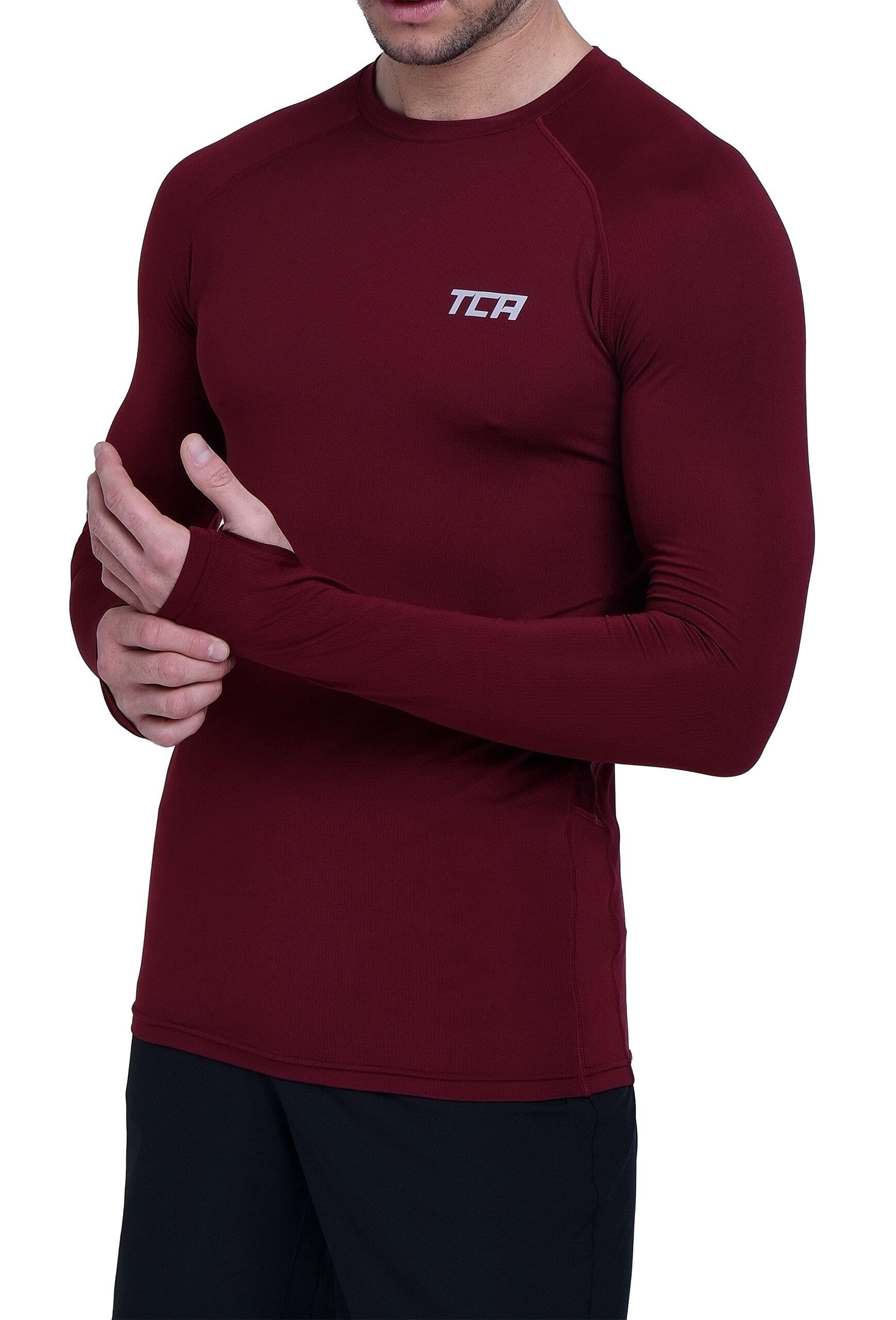 TCA Men's Stamina Long Sleeve Running T-Shirt - Cabernet