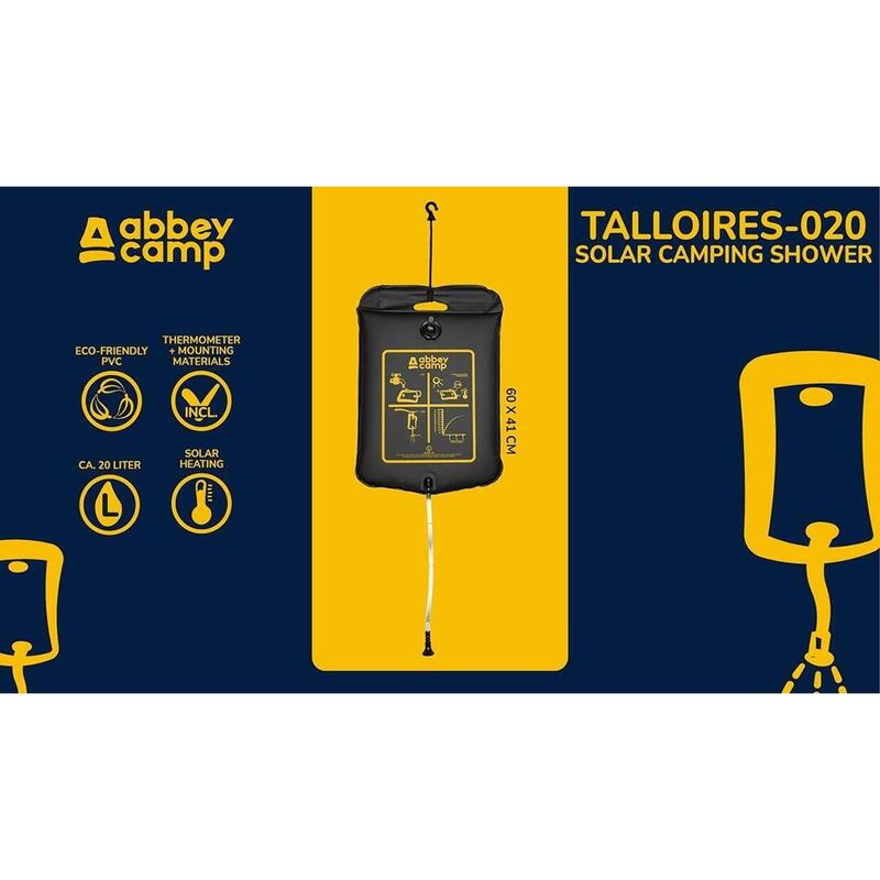 Duș solar camping 20 L, negru.