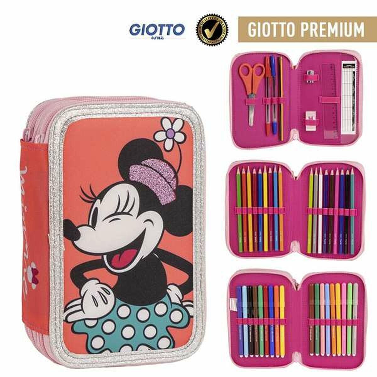 Pochette à crayons triple Minnie Mouse Rose 3/4