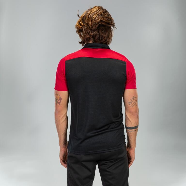 Polo Manches Courtes Football Homme Joma Hobby II Noir