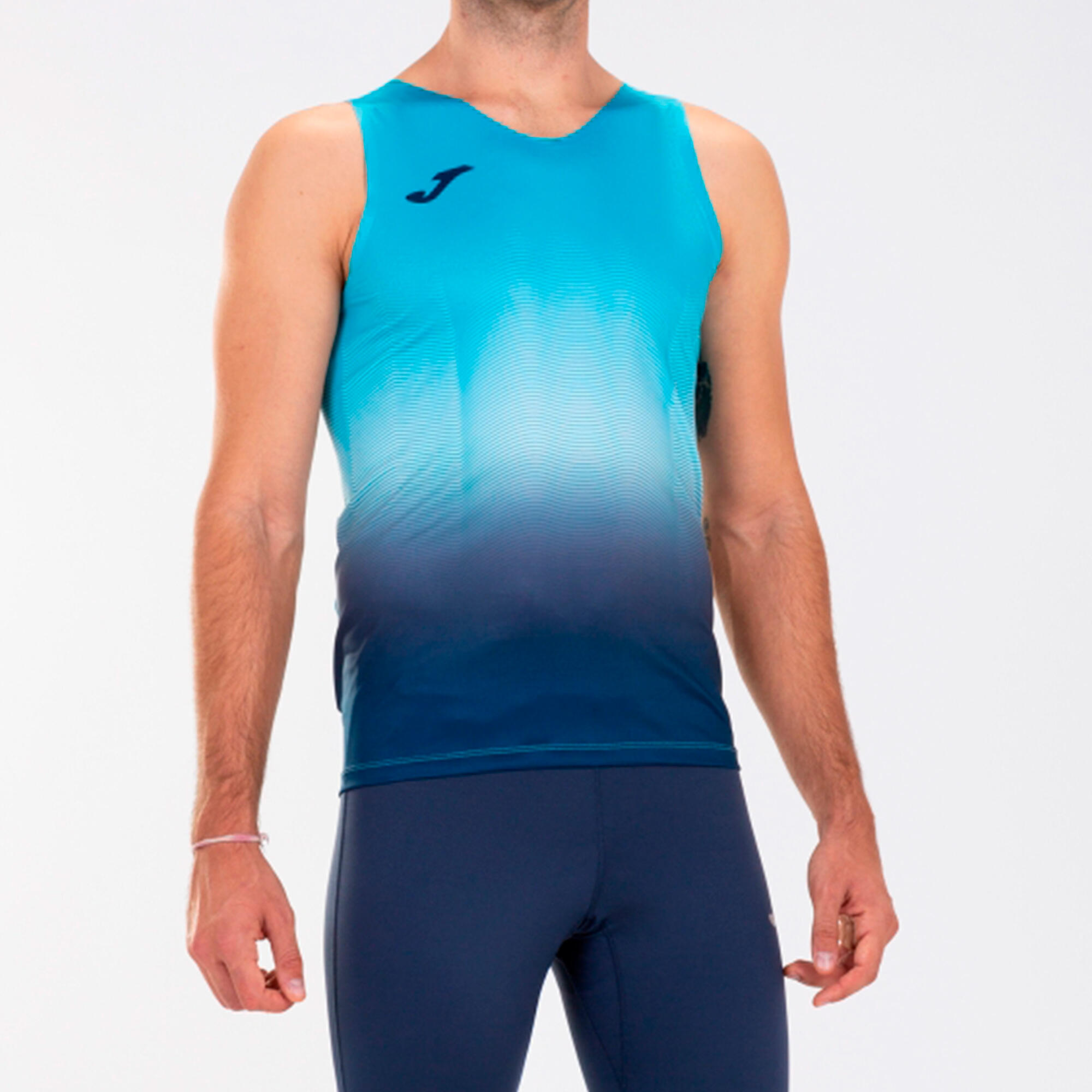 T-Shirt De Alça Running Homem Joma Elite VII Azul-Turquesa Fluor 2/5
