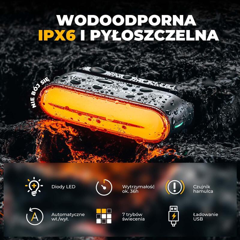 Inteligentne i magnetyczne tylne światło rowerowe - ROCKBROS 24120009001