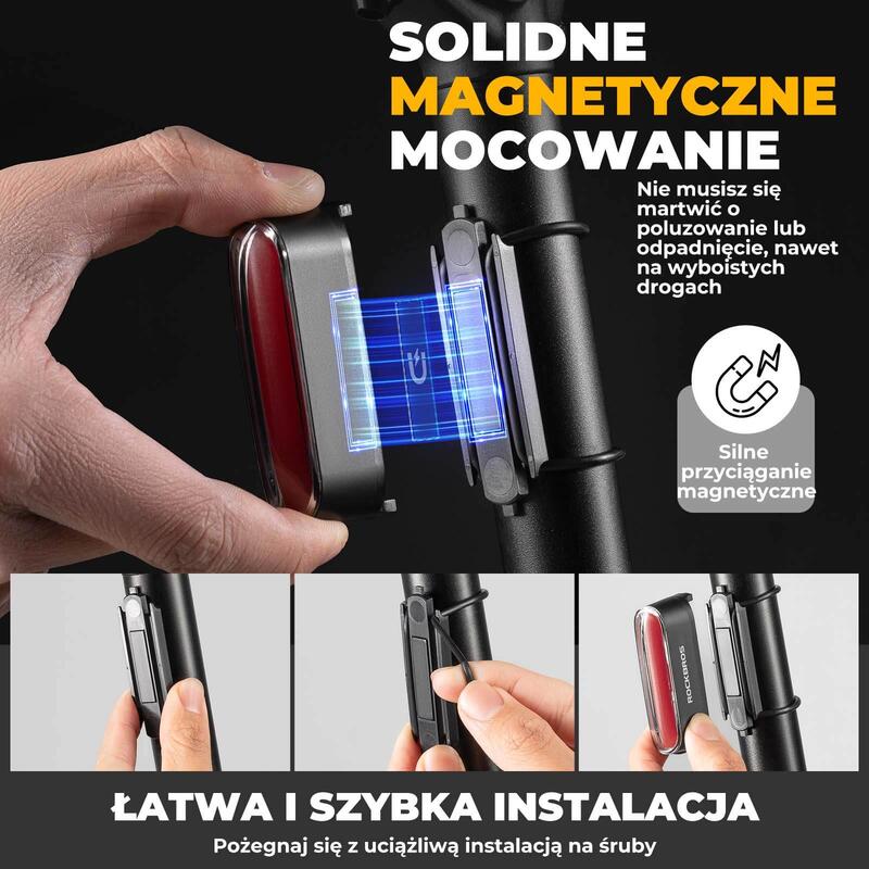 Inteligentne i magnetyczne tylne światło rowerowe - ROCKBROS 24120009001