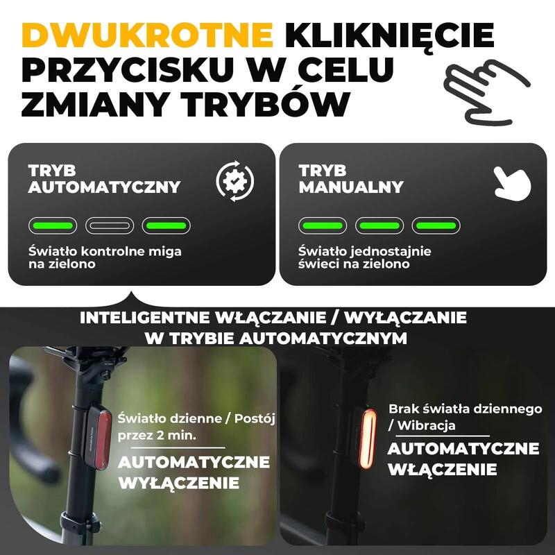 Inteligentne i magnetyczne tylne światło rowerowe - ROCKBROS 24120009001