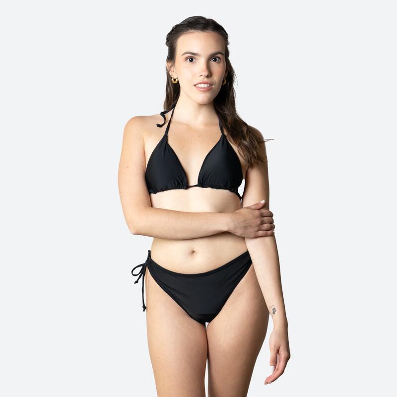 Ecowoman - Bikini Menstruel Noeud Brésilien Fille Flux Modéré - Bas De Maillot De Bain (bikini) - Noir - Decathlon