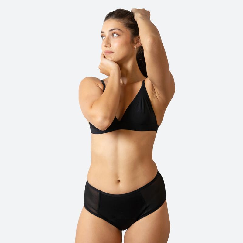 Ecowoman - Culotte Menstruelle Taille Haute Noire Transparente Flux Abondant - Culotte - Noir - Decathlon