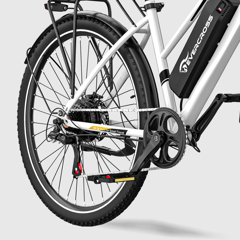 Vélo Electrique Adulte avec Pneu 28'' 36V13Ah APP EVERCROSS-EK28 Blanc