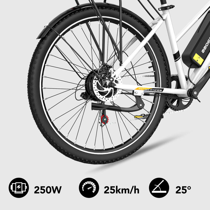 Vélo Electrique Adulte avec Pneu 28'' 36V13Ah APP EVERCROSS-EK28 Blanc