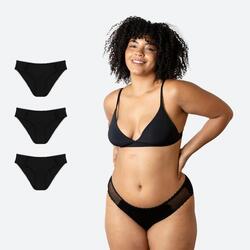 Lot de 3 Culottes Menstruelles Transparentes Noires Flux Abondant