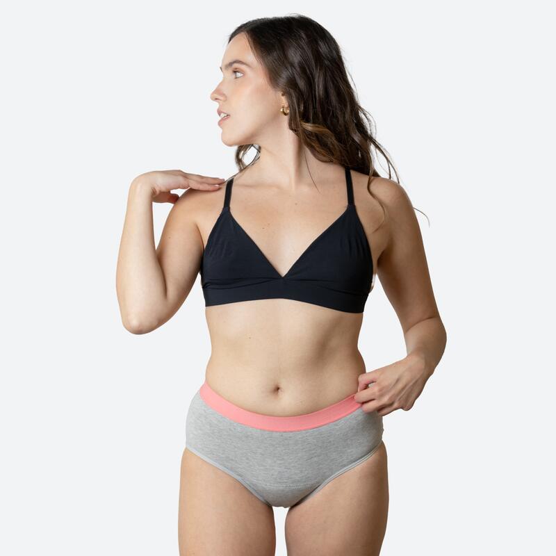 Ecowoman - Culotte Menstruelle Classique Grise Fille Flux Abondant - Culotte - Bleu|gris|rose - Decathlon