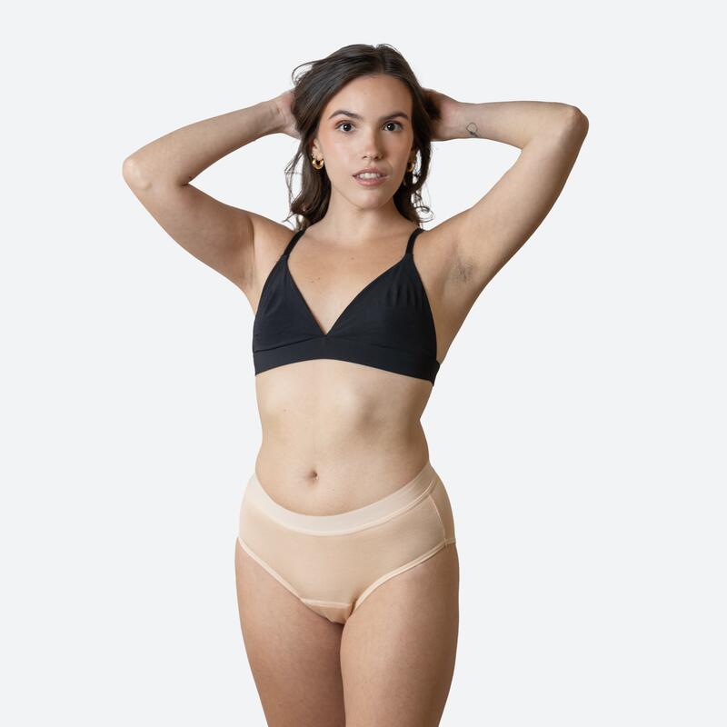 Ecowoman - Culotte Menstruelle Classique Beige Fille Flux Fort - Culotte - Beige|noir - Decathlon