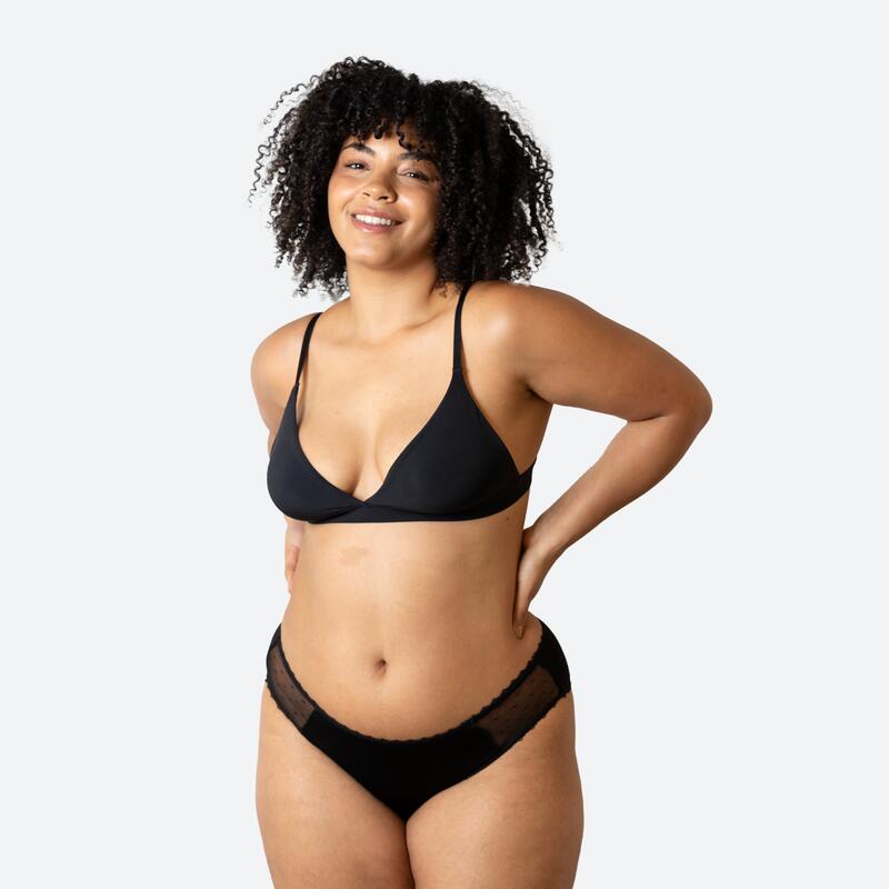 Ecowoman - Culotte Menstruelle Avec Transparence Noire Flux Abondant - Culotte - Beige|noir - Decathlon