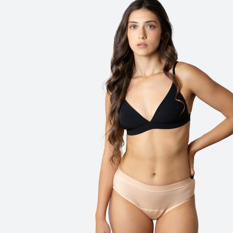 Ecowoman - Culotte Menstruelle Classique Beige Flux Abondant - Culotte - Beige|noir - Decathlon