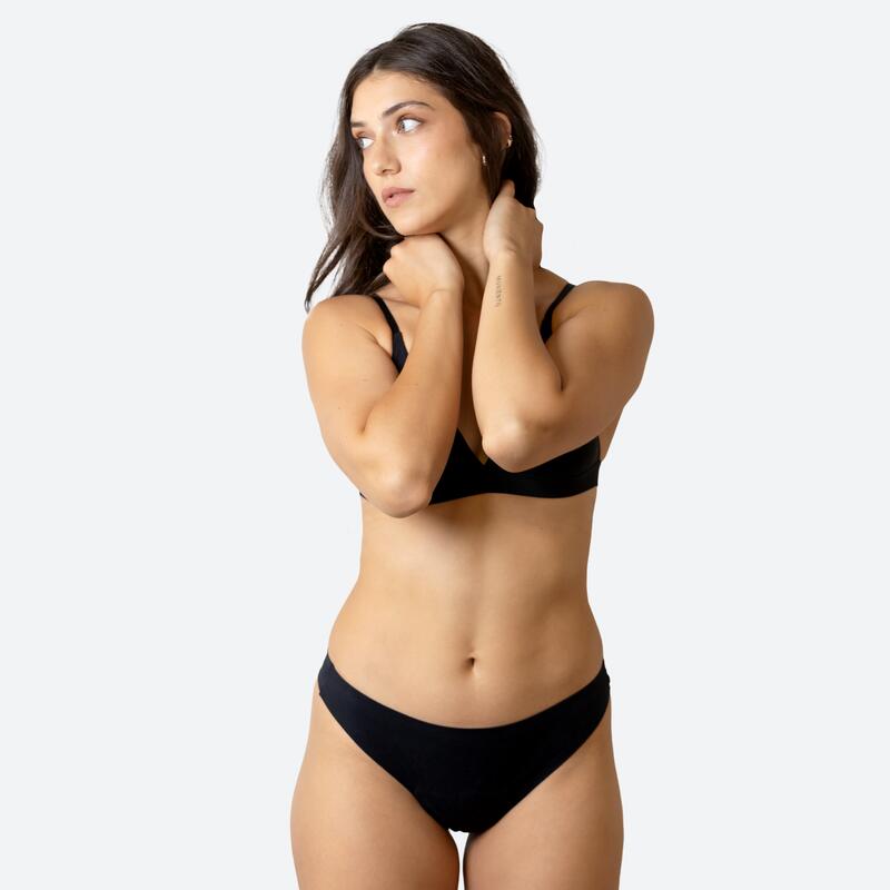 Tanga menstrual sem costuras preta fluxo leve ecowoman