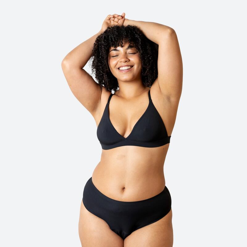 Ecowoman - Culotte Menstruelle Taille Haute Sans Couture Flux Abondant - Culotte - Bleu|noir - Decathlon