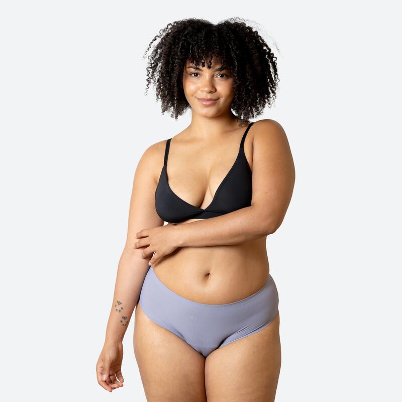 Ecowoman - Culotte Menstruelle Taille Haute Sans Couture Flux Abondant - Culotte - Bleu|noir - Decathlon