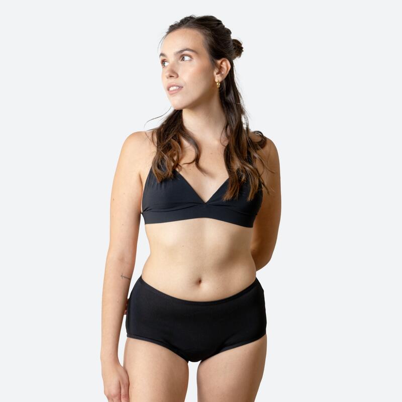 Ecowoman - Culotte Menstruelle Taille Haute Flux Abondant - Culotte - Beige|noir - Decathlon