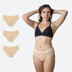 Lot de 3 Culottes Menstruelles Classiques Beiges Fille Flux Abondant