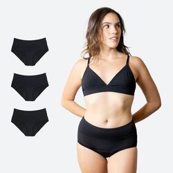 Lot de 3 Culottes Menstruelles Noires Respirantes Fille Flux Abondant