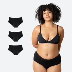 Lot de 3 Culottes Menstruelles Taille Haute Beiges Flux Abondant