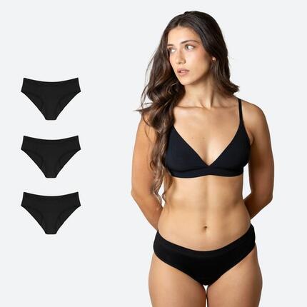 Lot de 3 Culottes Menstruelles Classiques Noires Flux Abondant