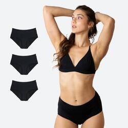 Lot de 3 Culottes Menstruelles Respirantes Noires Flux Abondant
