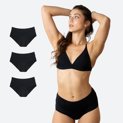 Lot de 3 Culottes Menstruelles Respirantes Noires Flux Abondant
