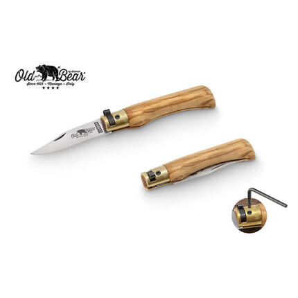 Nóż składany Antonini rękojeść drewno olive Satin Carbon