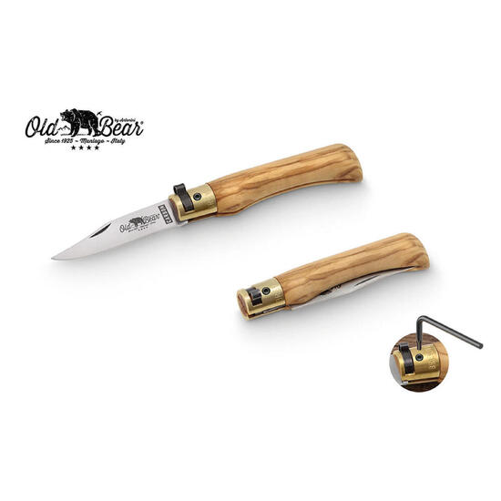 Nóż składany Antonini rękojeść drewno olive Satin Carbon