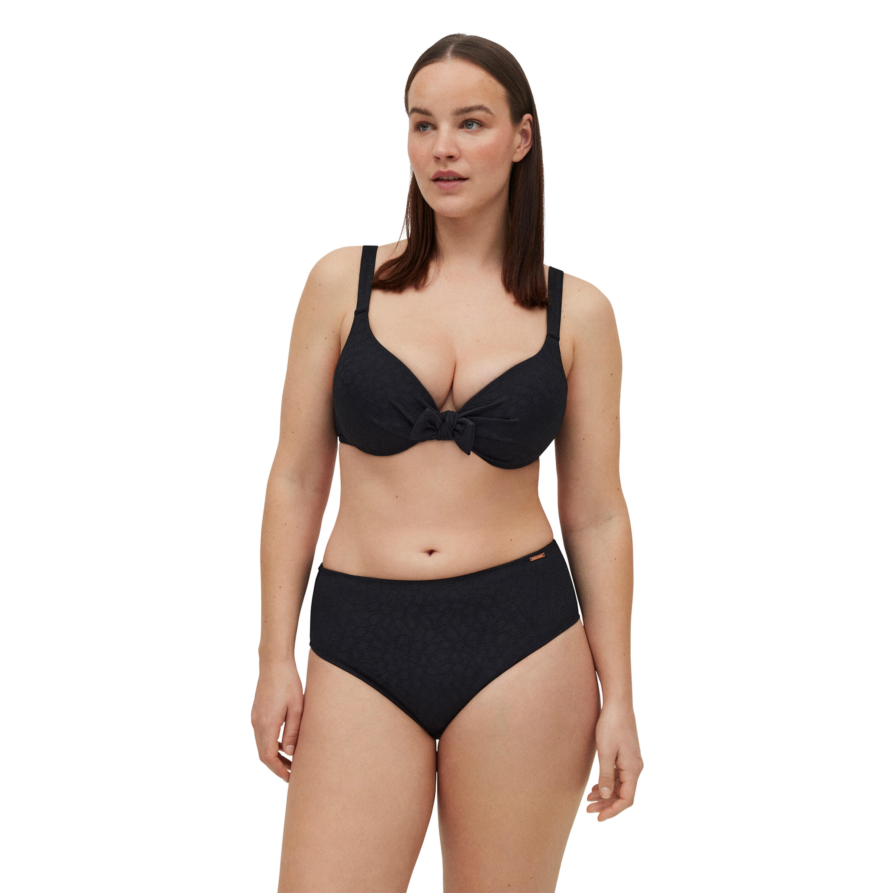 YSABEL MORA Conjunto de bikini textura con tirantes anchos negro copa C