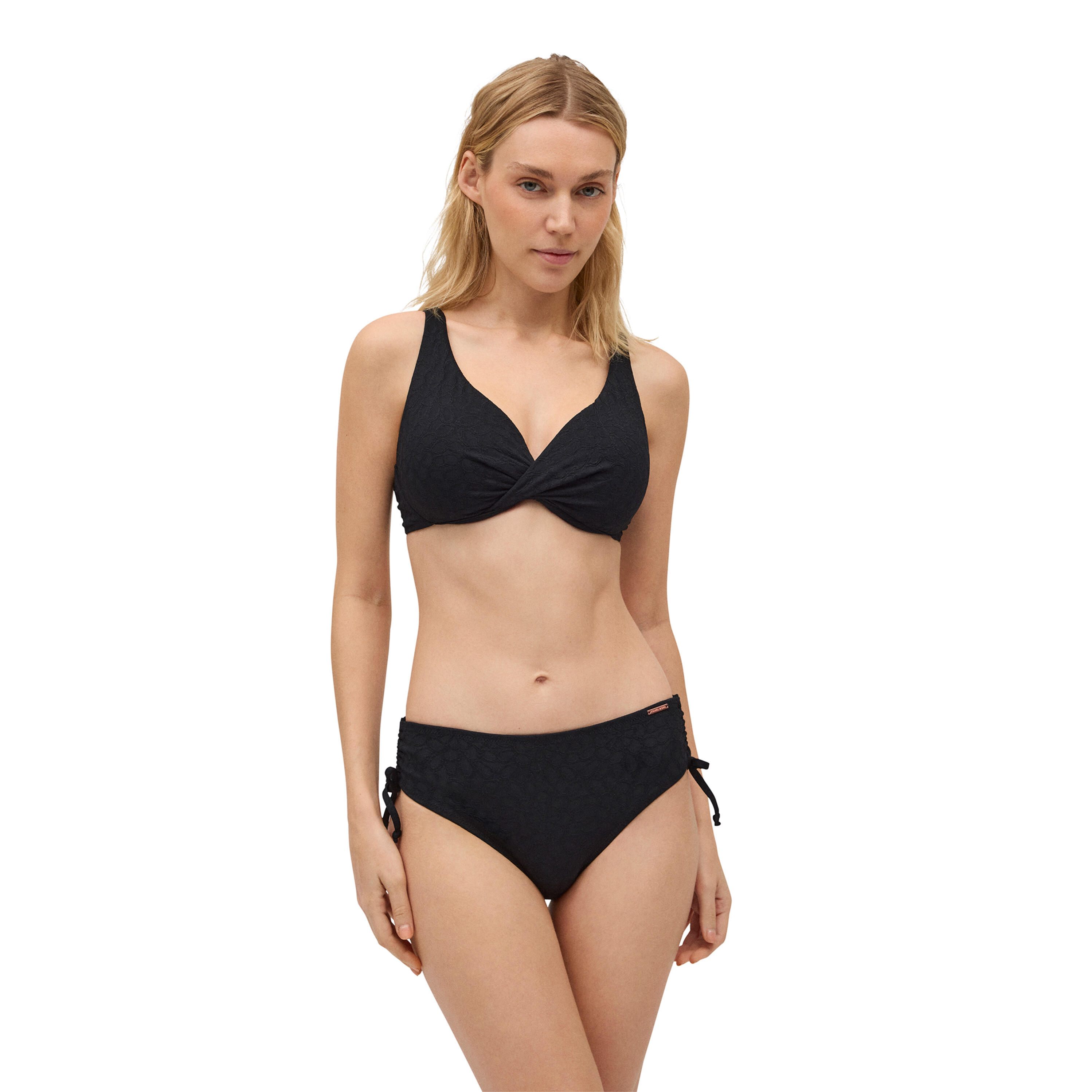 YSABEL MORA Conjunto de bikini reductor textura negro copa C