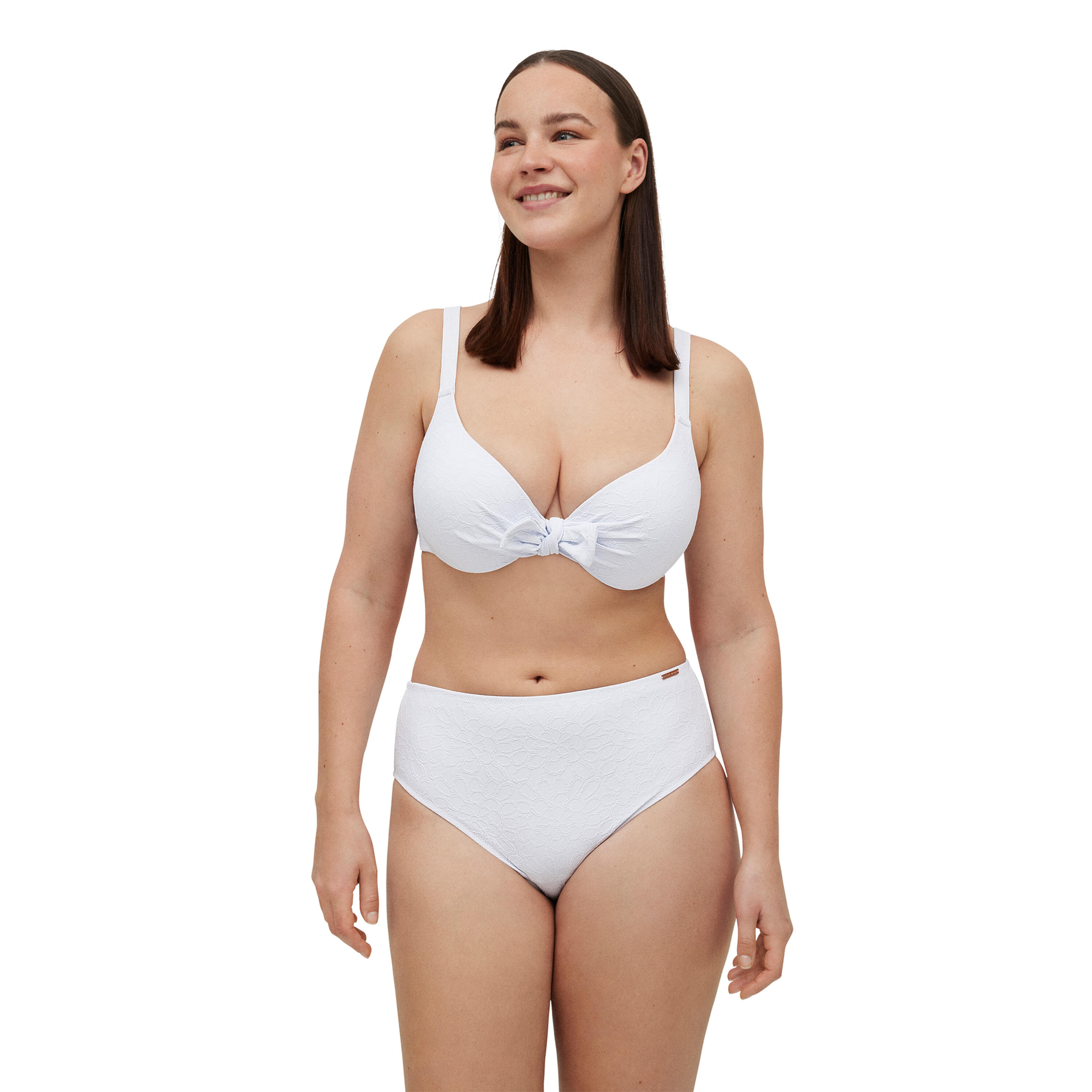 YSABEL MORA Conjunto de bikini textura con tirantes anchos blanco copa C