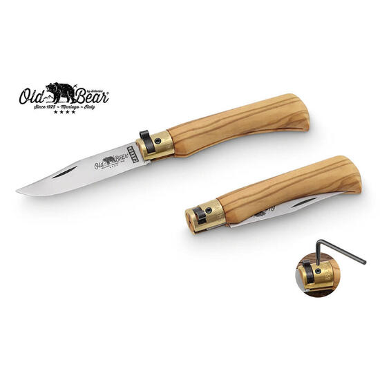 Nóż składany Antonini rękojeść drewno olive Satin Carbon