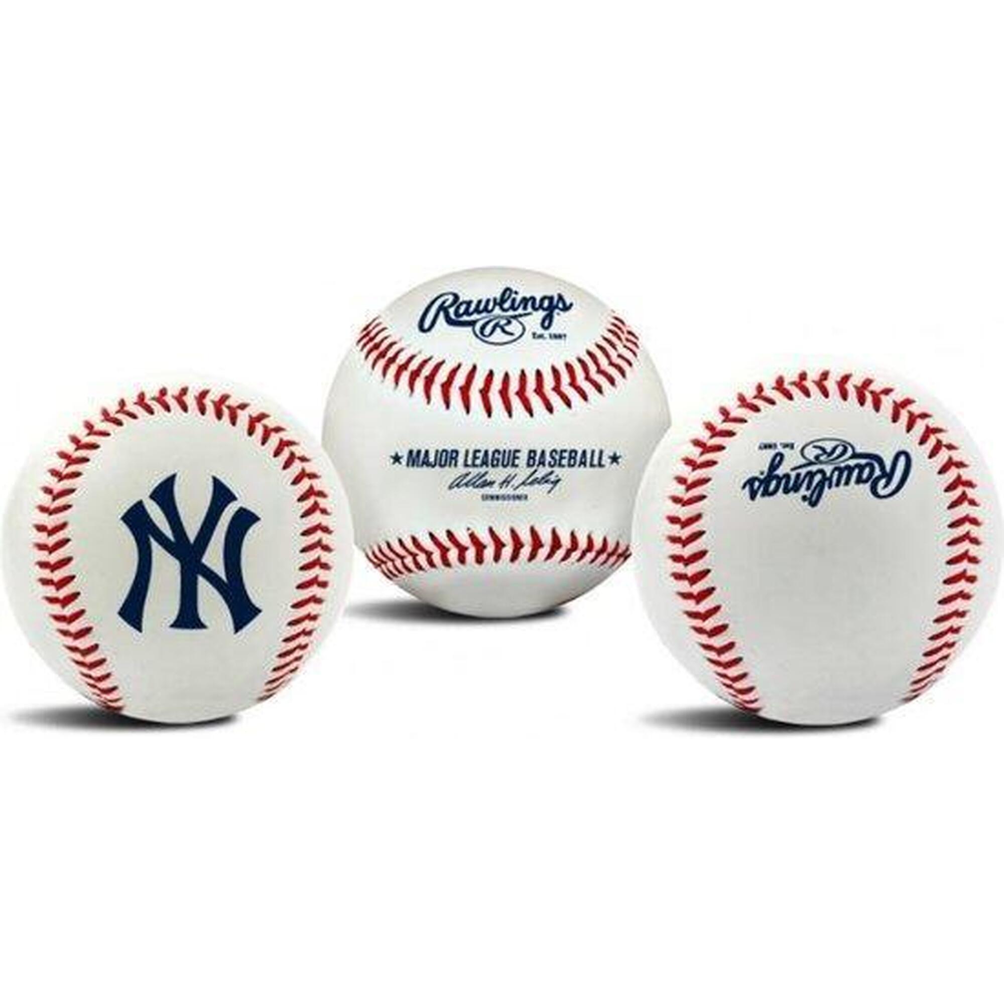 Rawlings - Hochet Original Mlb Logo De L'Équipe - Ny - Balle De Baseball - Blanc|multicolore|noir - 9 - Decathlon